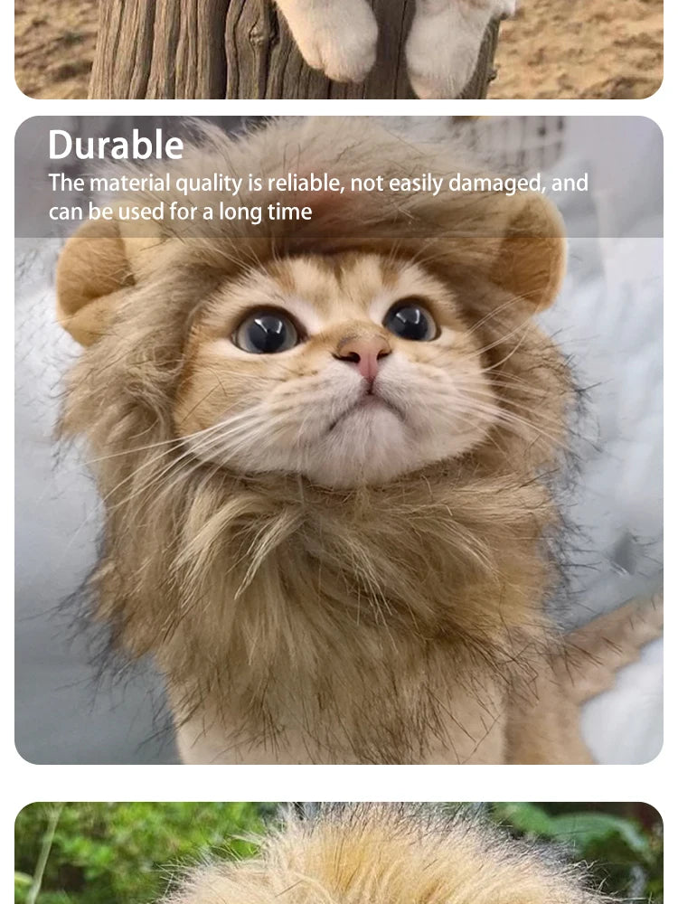 Pet Hairpiece - Humorous Lion Mane Headgear for Dogs and Cats, Adjustable Costume Accessories for Fun Dress-up and Play