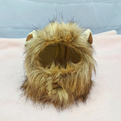 Pet Hairpiece - Humorous Lion Mane Headgear for Dogs and Cats, Adjustable Costume Accessories for Fun Dress-up and Play