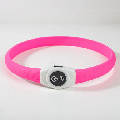 LED Luminous Dog Collar – USB Rechargeable, Waterproof PVC Safety Light for Night Walks