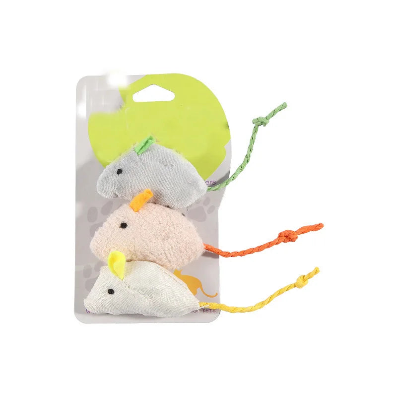 3-Pack Plush Cat Toy Mice – Interactive, Durable & Bite-Resistant Kitten Toys