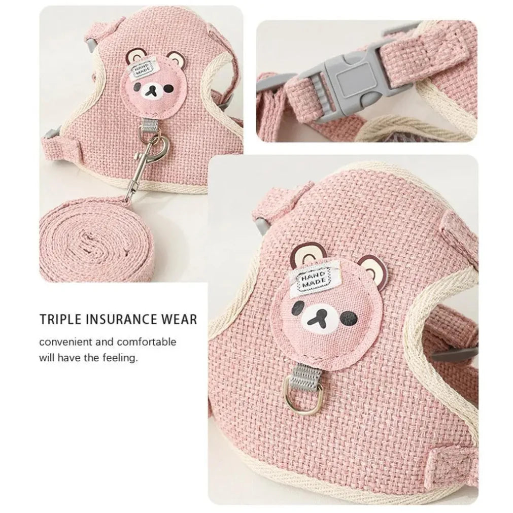 Pet Harness & Leash Set – Adjustable Soft Vest for Small Pets