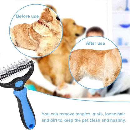 2-in-1 Pet Grooming Brush – Shedding & Dematting Comb for All Breeds