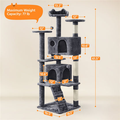 Cat Tree Tower – Multi-Level Condo with Posts, Hammocks & Toys