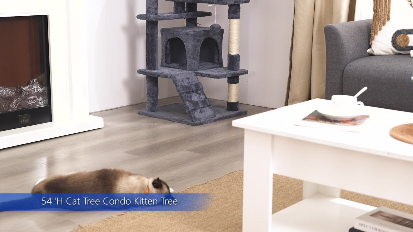 Cat Tree Tower – Multi-Level Condo with Posts, Hammocks & Toys